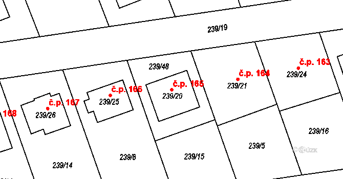 Přerov VIII-Henčlov 165, Přerov na parcele st. 239/20 v KÚ Henčlov, Katastrální mapa