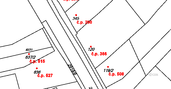 Tovačov I-Město 366, Tovačov na parcele st. 120 v KÚ Tovačov, Katastrální mapa