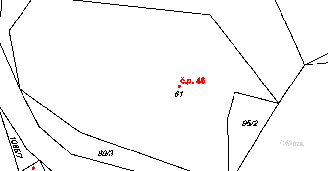 Čichalov 46 na parcele st. 61 v KÚ Čichalov, Katastrální mapa