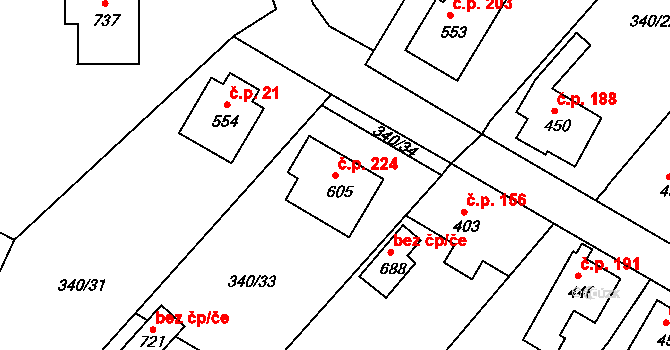 Držkov 224 na parcele st. 605 v KÚ Držkov, Katastrální mapa