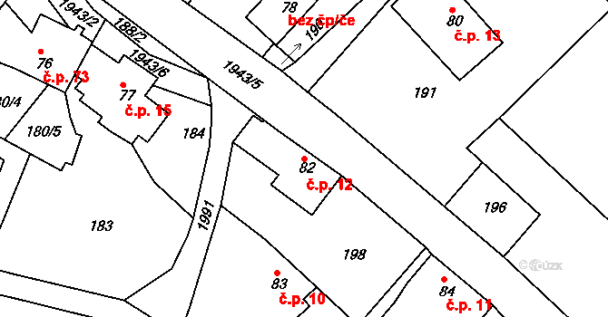 Jílové u Držkova 12 na parcele st. 82 v KÚ Jílové u Držkova, Katastrální mapa