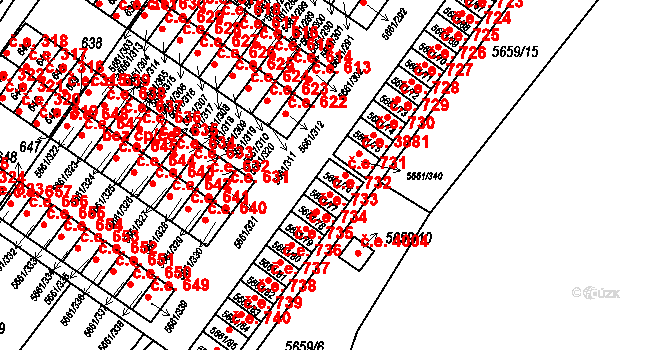 Jihlava 731 na parcele st. 5661/76 v KÚ Jihlava, Katastrální mapa