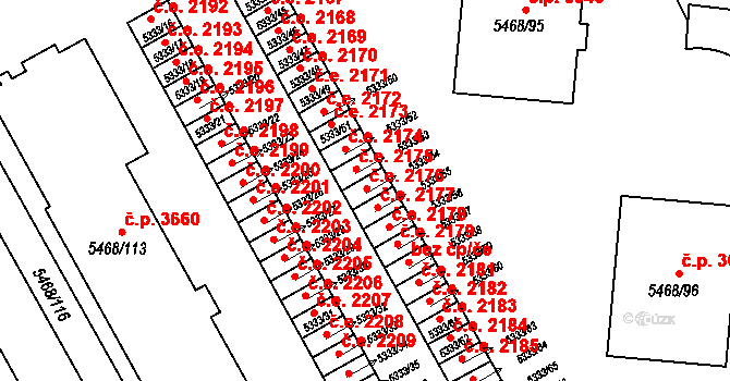 Jihlava 2176 na parcele st. 5333/54 v KÚ Jihlava, Katastrální mapa