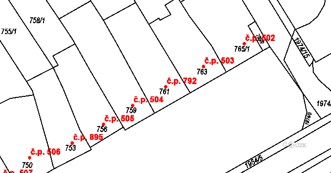 Mistřín 792, Svatobořice-Mistřín na parcele st. 761 v KÚ Mistřín, Katastrální mapa