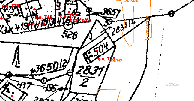 Tvarožná Lhota 778 na parcele st. 504 v KÚ Tvarožná Lhota, Katastrální mapa