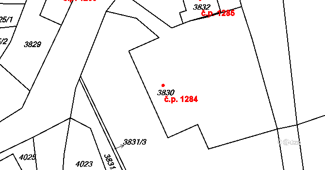 Pod Bezručovým vrchem 1284, Krnov na parcele st. 3830 v KÚ Krnov-Horní Předměstí, Katastrální mapa