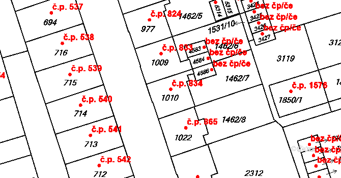 Šumperk 834 na parcele st. 1010 v KÚ Šumperk, Katastrální mapa