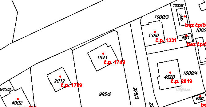 Šumperk 1749 na parcele st. 1941 v KÚ Šumperk, Katastrální mapa
