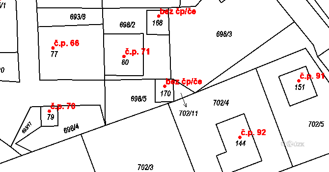 Roseč 143292561 na parcele st. 170 v KÚ Roseč, Katastrální mapa