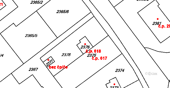 Libušín 618 na parcele st. 2376 v KÚ Libušín, Katastrální mapa