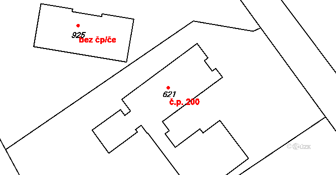 Mukařov 200 na parcele st. 621 v KÚ Mukařov u Říčan, Katastrální mapa