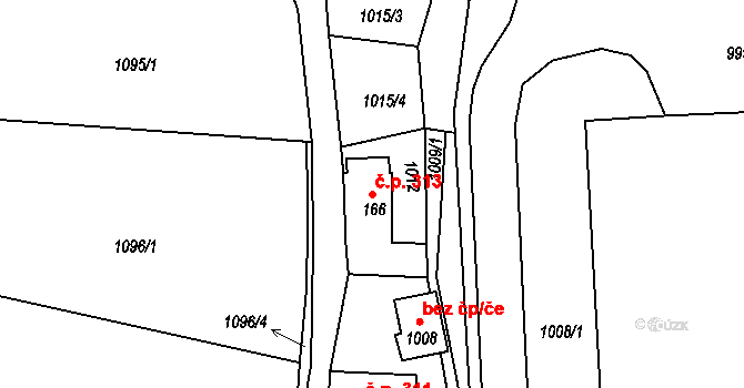 Horní Rokytnice 313, Rokytnice nad Jizerou na parcele st. 166 v KÚ Horní Rokytnice nad Jizerou, Katastrální mapa