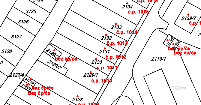 Mikulov 1012 na parcele st. 2131 v KÚ Mikulov na Moravě, Katastrální mapa