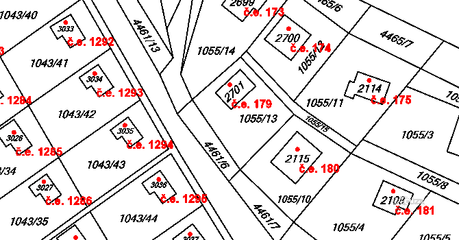 Ostravice 179 na parcele st. 2701 v KÚ Ostravice 1, Katastrální mapa