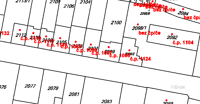 Tachov 1086 na parcele st. 2099 v KÚ Tachov, Katastrální mapa