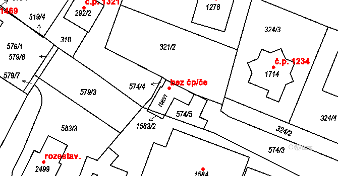 Třebechovice pod Orebem 1011 na parcele st. 1583/1 v KÚ Třebechovice pod Orebem, Katastrální mapa