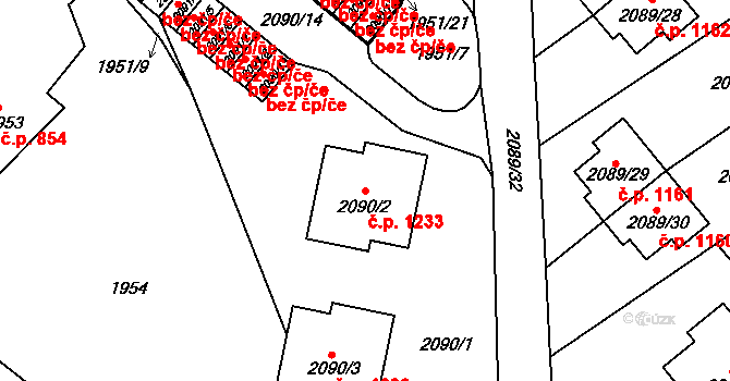 Předměstí 1233, Moravská Třebová na parcele st. 2090/2 v KÚ Moravská Třebová, Katastrální mapa
