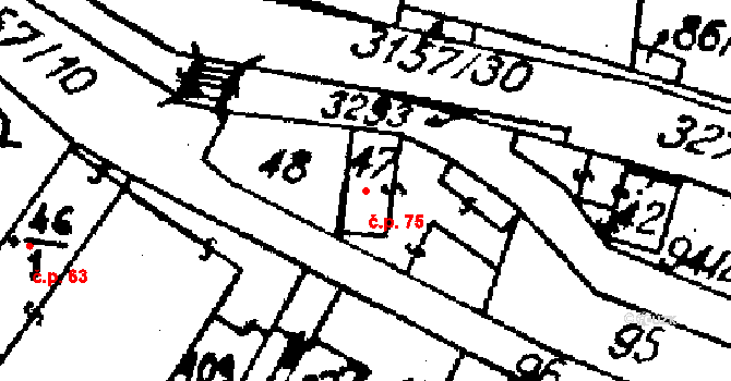 Medlov 75 na parcele st. 946 v KÚ Medlov u Uničova, Katastrální mapa
