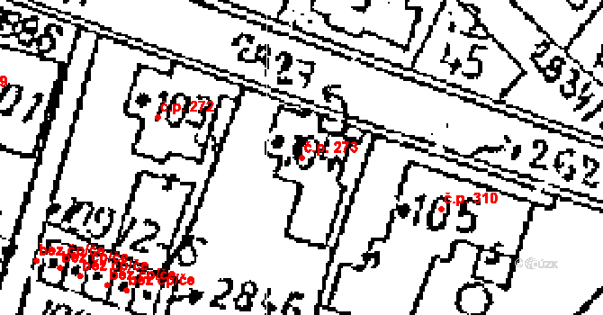 Kamenický Šenov 273 na parcele st. 104 v KÚ Kamenický Šenov, Katastrální mapa