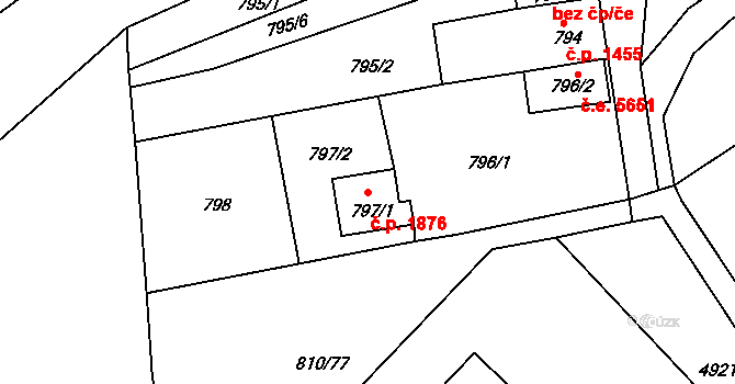 Ústí nad Labem-centrum 1876, Ústí nad Labem na parcele st. 797/1 v KÚ Ústí nad Labem, Katastrální mapa