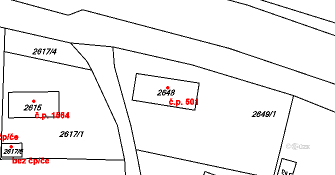 Žamberk 501 na parcele st. 2648 v KÚ Žamberk, Katastrální mapa