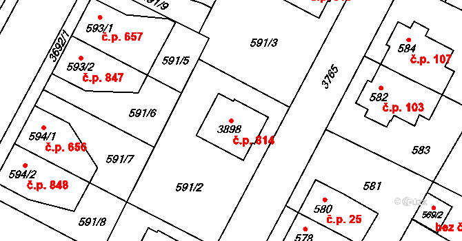Žamberk 814 na parcele st. 3898 v KÚ Žamberk, Katastrální mapa