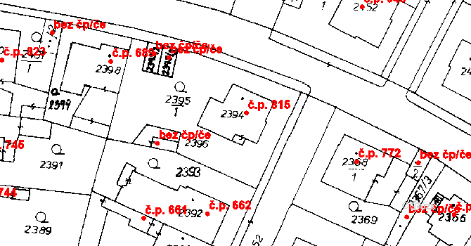Poděbrady III 815, Poděbrady na parcele st. 2394 v KÚ Poděbrady, Katastrální mapa