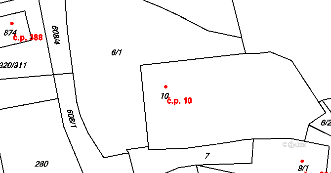 Přední Ptákovice 10, Strakonice na parcele st. 10 v KÚ Přední Ptákovice, Katastrální mapa