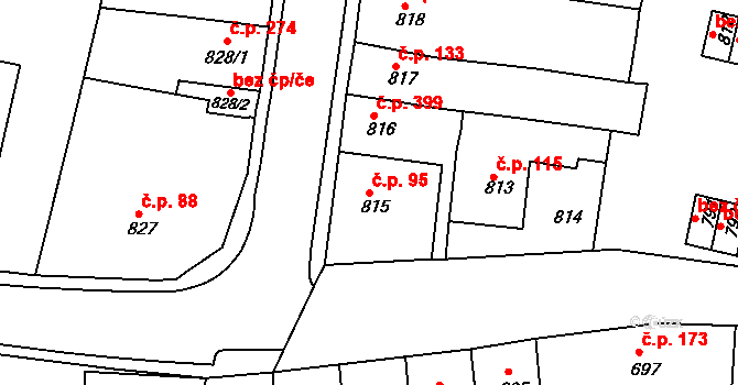 Proboštov 95 na parcele st. 815 v KÚ Proboštov u Teplic, Katastrální mapa