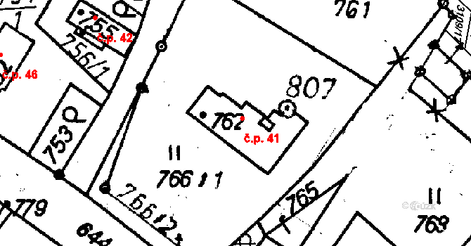 Rychnov u Jablonce nad Nisou 41 na parcele st. 762 v KÚ Rychnov u Jablonce nad Nisou, Katastrální mapa