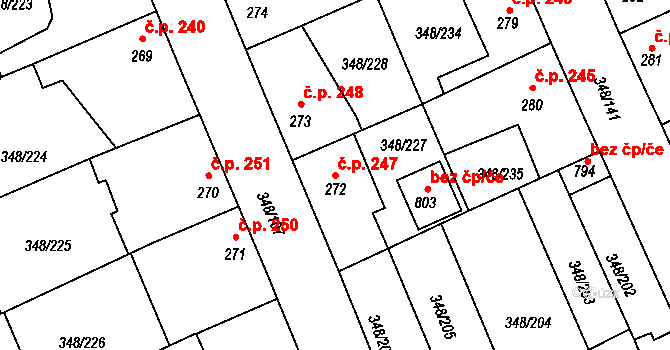 Černčice 247 na parcele st. 272 v KÚ Černčice u Loun, Katastrální mapa