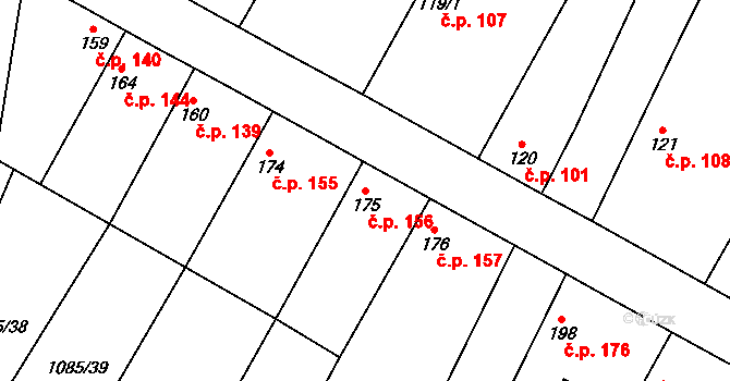 Čečelice 156 na parcele st. 175 v KÚ Čečelice, Katastrální mapa