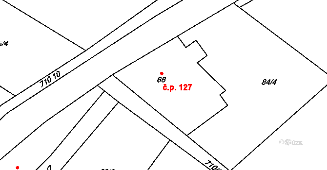 Radouň 127, Mělnické Vtelno na parcele st. 66 v KÚ Radouň, Katastrální mapa