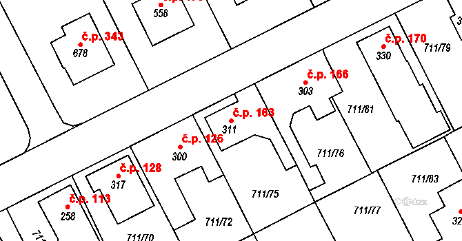 Daliměřice 163, Turnov na parcele st. 311 v KÚ Daliměřice, Katastrální mapa