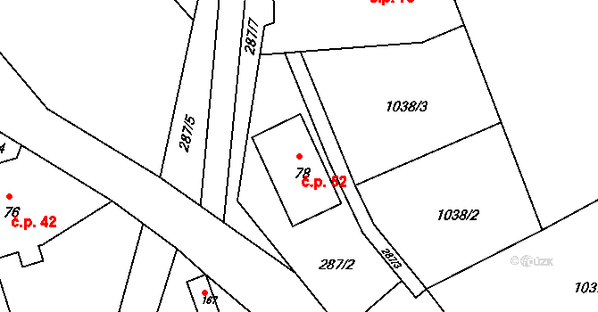 Jasenice 52, Lešná na parcele st. 78 v KÚ Jasenice u Valašského Meziříčí, Katastrální mapa