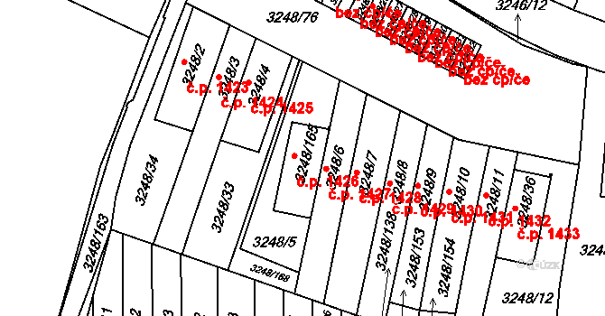 Krč 1426, Praha na parcele st. 3248/165 v KÚ Krč, Katastrální mapa
