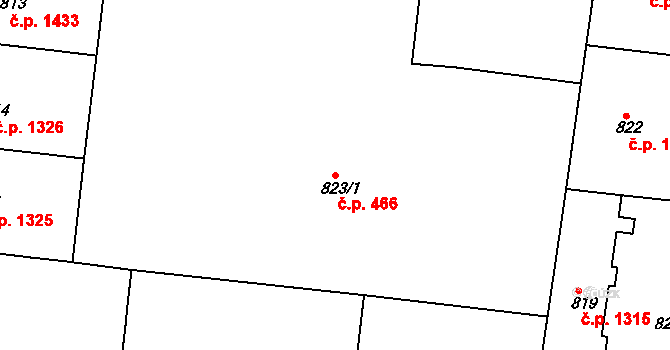 Holešovice 466, Praha na parcele st. 823/1 v KÚ Holešovice, Katastrální mapa