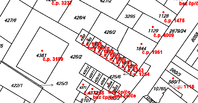 Hodonín 1259 na parcele st. 4365 v KÚ Hodonín, Katastrální mapa
