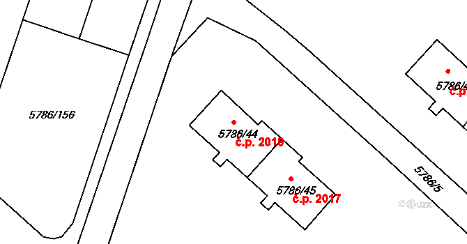 Česká Lípa 2018 na parcele st. 5786/44 v KÚ Česká Lípa, Katastrální mapa