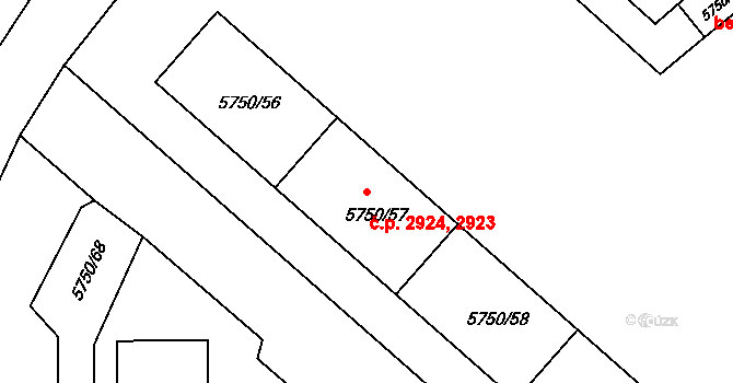 Česká Lípa 2923,2924 na parcele st. 5750/57 v KÚ Česká Lípa, Katastrální mapa