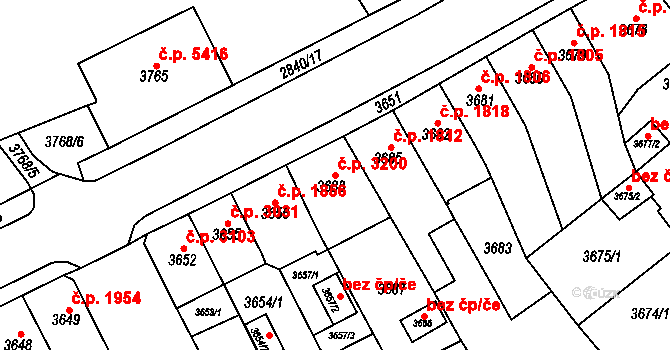 Chomutov 3200 na parcele st. 3688 v KÚ Chomutov I, Katastrální mapa