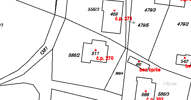 Havlovice 270 na parcele st. 511 v KÚ Havlovice, Katastrální mapa