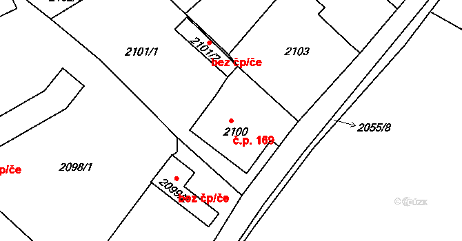 Liberec XXX-Vratislavice nad Nisou 169, Liberec na parcele st. 2100 v KÚ Vratislavice nad Nisou, Katastrální mapa