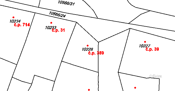 Jižní Předměstí 359, Plzeň na parcele st. 10228 v KÚ Plzeň, Katastrální mapa