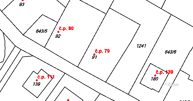 Nučice 79 na parcele st. 91 v KÚ Nučice, Katastrální mapa