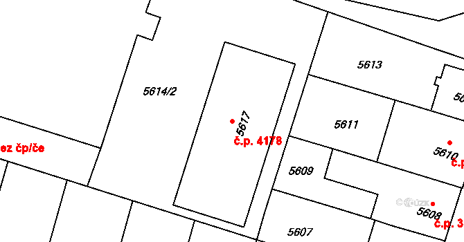 Prostějov 4178 na parcele st. 5617 v KÚ Prostějov, Katastrální mapa