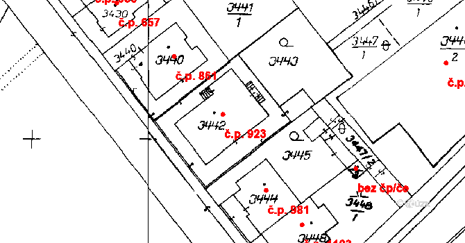 Poděbrady III 923, Poděbrady na parcele st. 3442 v KÚ Poděbrady, Katastrální mapa