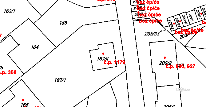 Liberec XIV-Ruprechtice 1179, Liberec na parcele st. 167/4 v KÚ Ruprechtice, Katastrální mapa