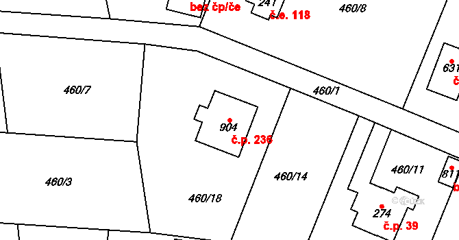Čisovice 236 na parcele st. 904 v KÚ Čisovice, Katastrální mapa
