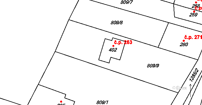 Hrabenov 263, Ruda nad Moravou na parcele st. 402 v KÚ Hrabenov, Katastrální mapa